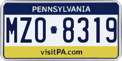 PA license plate MZO8319