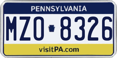 PA license plate MZO8326