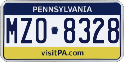 PA license plate MZO8328