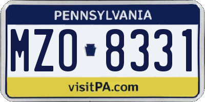 PA license plate MZO8331
