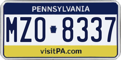 PA license plate MZO8337