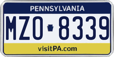 PA license plate MZO8339