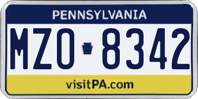 PA license plate MZO8342