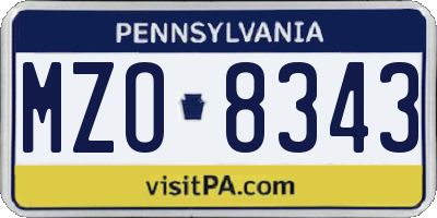 PA license plate MZO8343