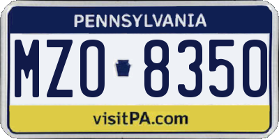 PA license plate MZO8350