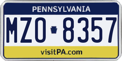 PA license plate MZO8357