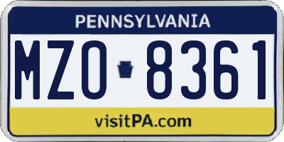 PA license plate MZO8361