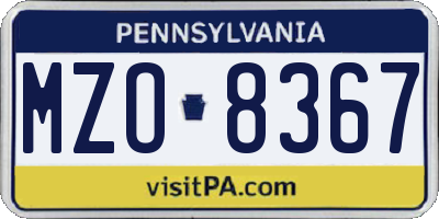 PA license plate MZO8367