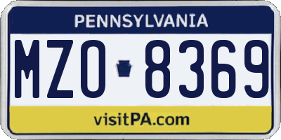 PA license plate MZO8369