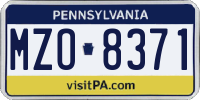 PA license plate MZO8371