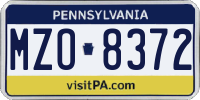PA license plate MZO8372