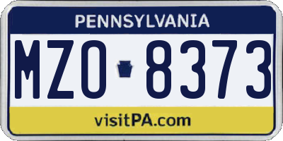 PA license plate MZO8373