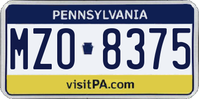 PA license plate MZO8375
