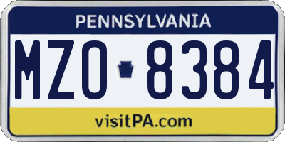 PA license plate MZO8384