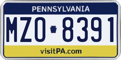 PA license plate MZO8391