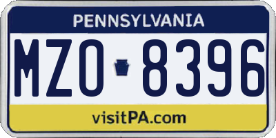 PA license plate MZO8396