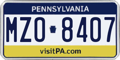PA license plate MZO8407