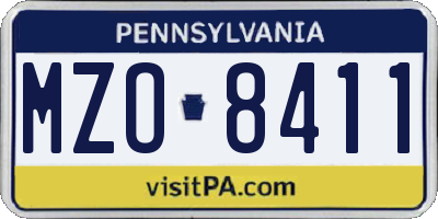 PA license plate MZO8411
