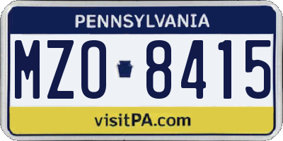 PA license plate MZO8415