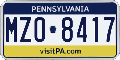 PA license plate MZO8417