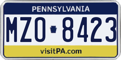PA license plate MZO8423