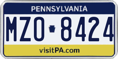 PA license plate MZO8424