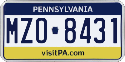 PA license plate MZO8431