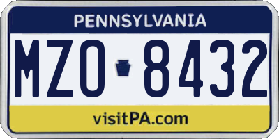 PA license plate MZO8432