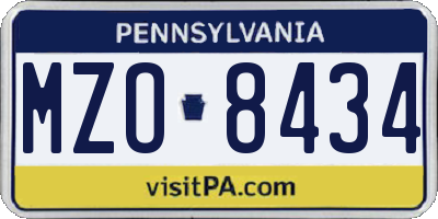 PA license plate MZO8434
