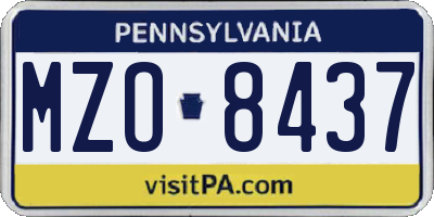 PA license plate MZO8437