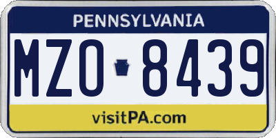 PA license plate MZO8439