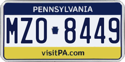 PA license plate MZO8449