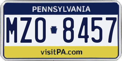 PA license plate MZO8457
