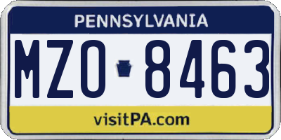 PA license plate MZO8463