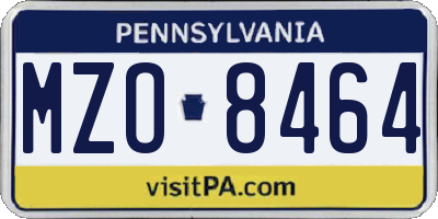 PA license plate MZO8464
