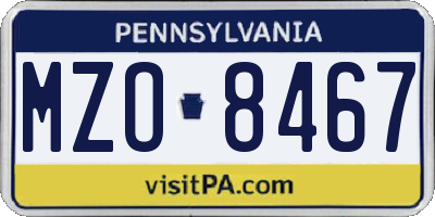 PA license plate MZO8467