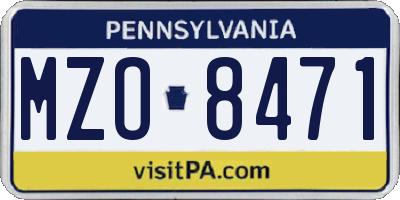 PA license plate MZO8471