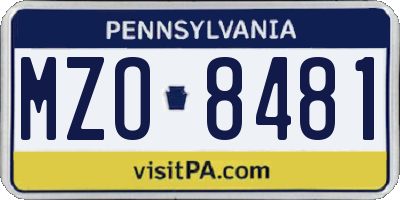 PA license plate MZO8481