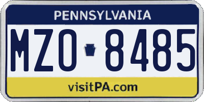 PA license plate MZO8485