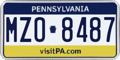 PA license plate MZO8487