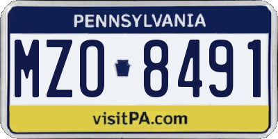 PA license plate MZO8491