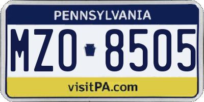PA license plate MZO8505