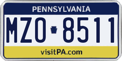 PA license plate MZO8511