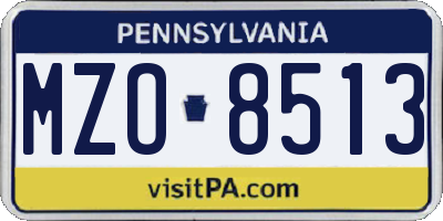 PA license plate MZO8513