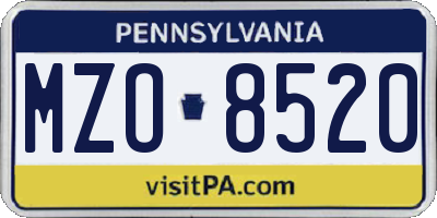 PA license plate MZO8520