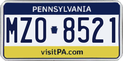 PA license plate MZO8521