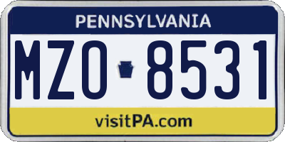 PA license plate MZO8531