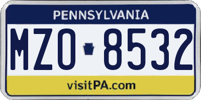 PA license plate MZO8532