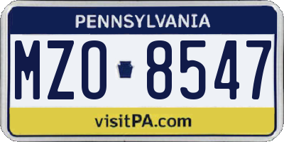 PA license plate MZO8547