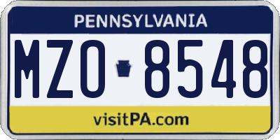 PA license plate MZO8548